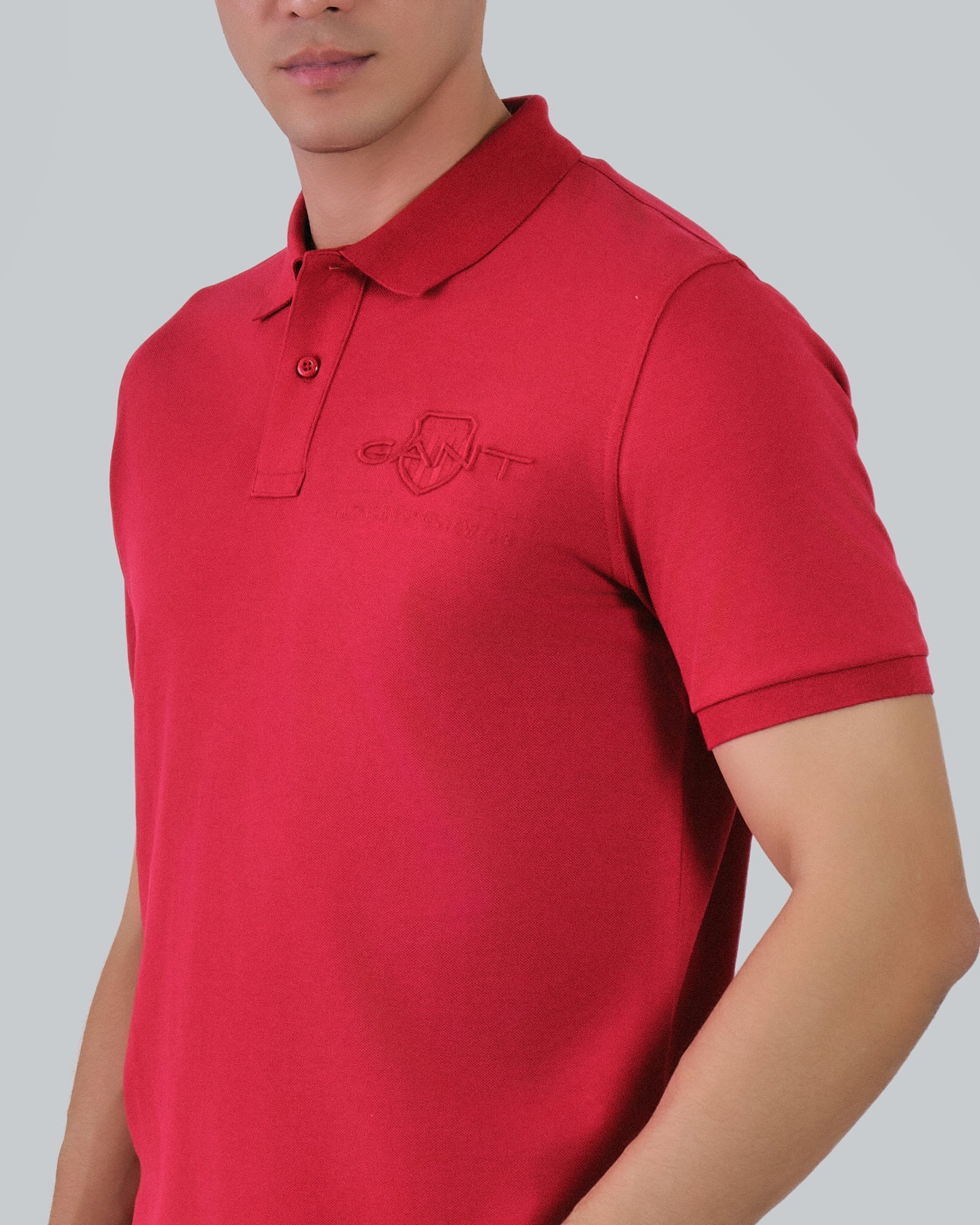 Regular Fit Tonal Shield Polo Ruby Red / M