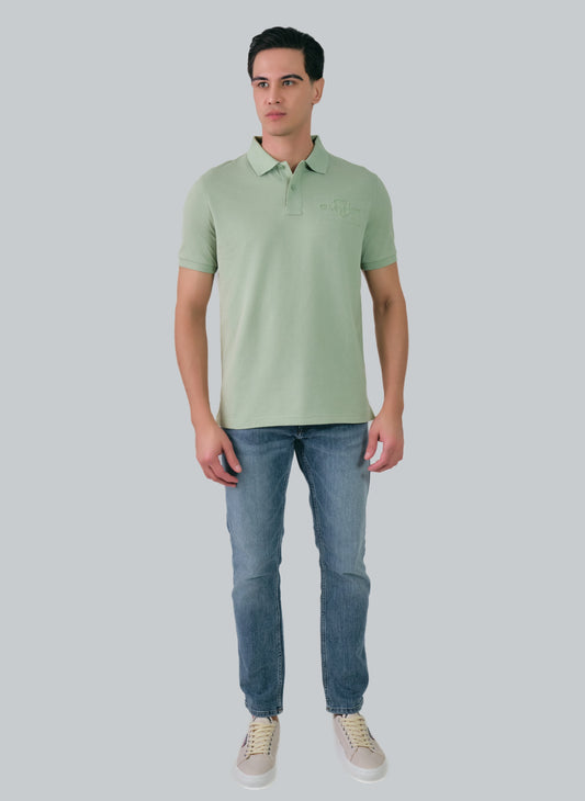 Regular Fit Tonal Shield Polo Milky Matcha / M