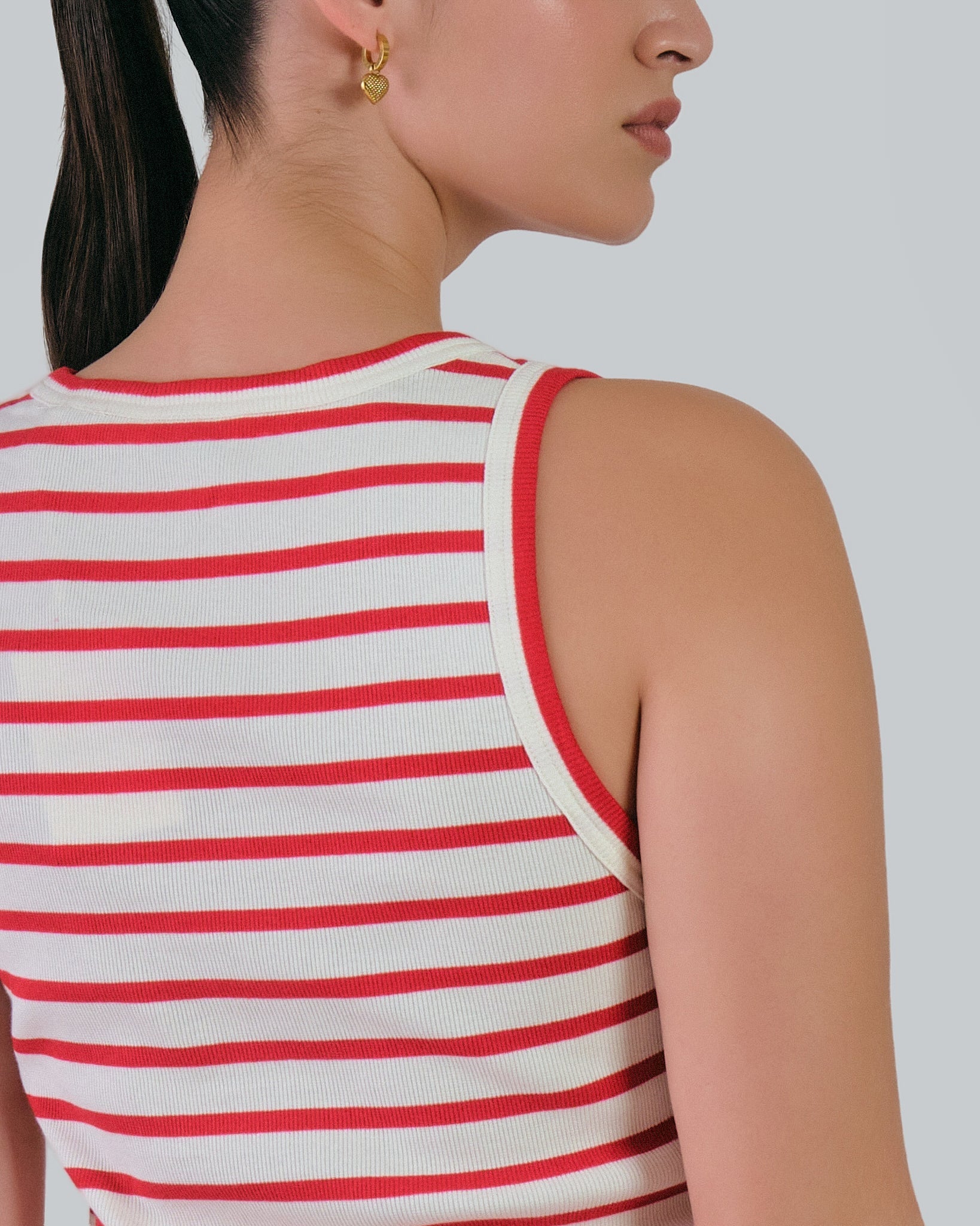 Striped Tank Top Bright Red / M