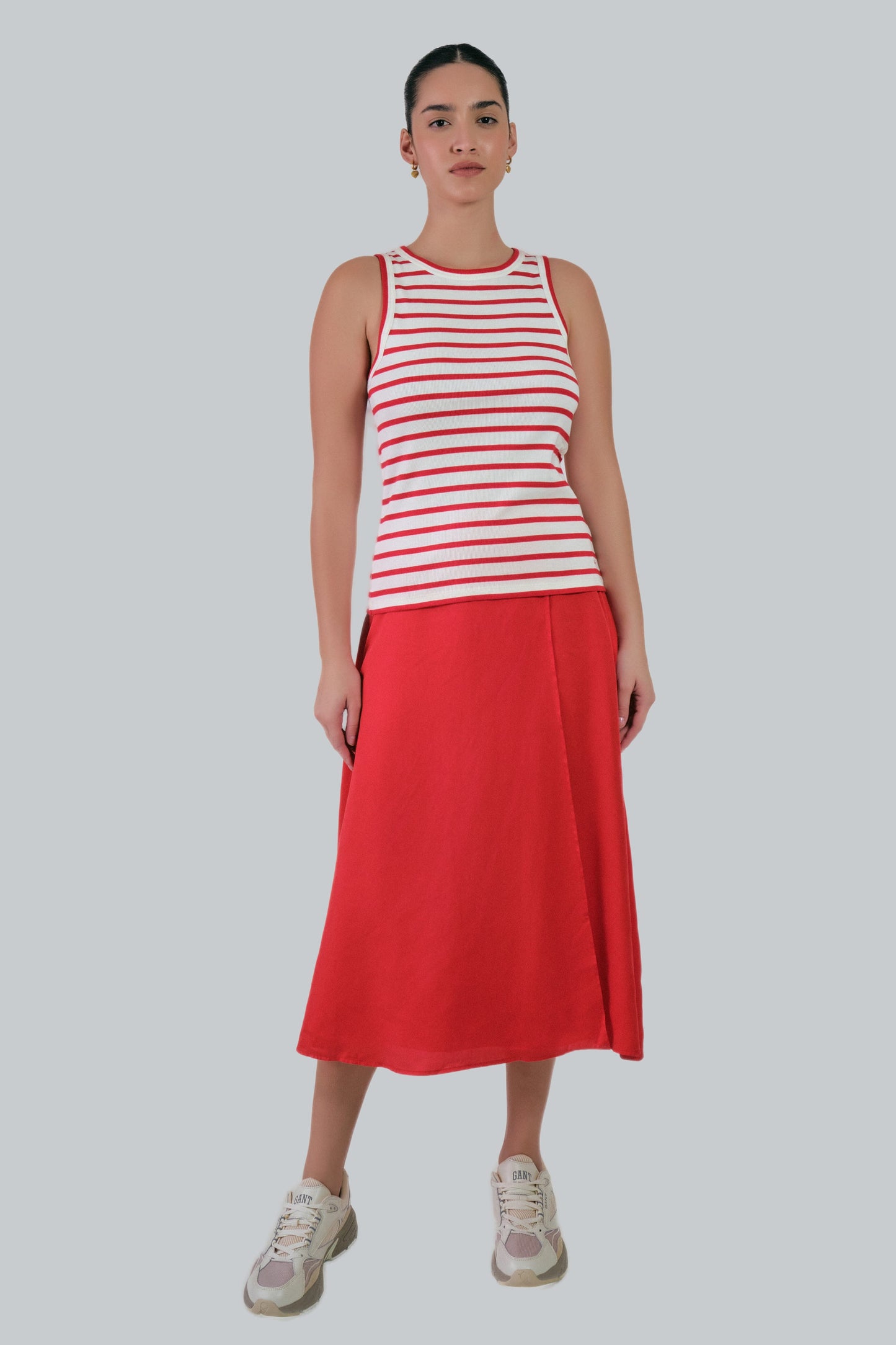 Striped Tank Top Bright Red / M