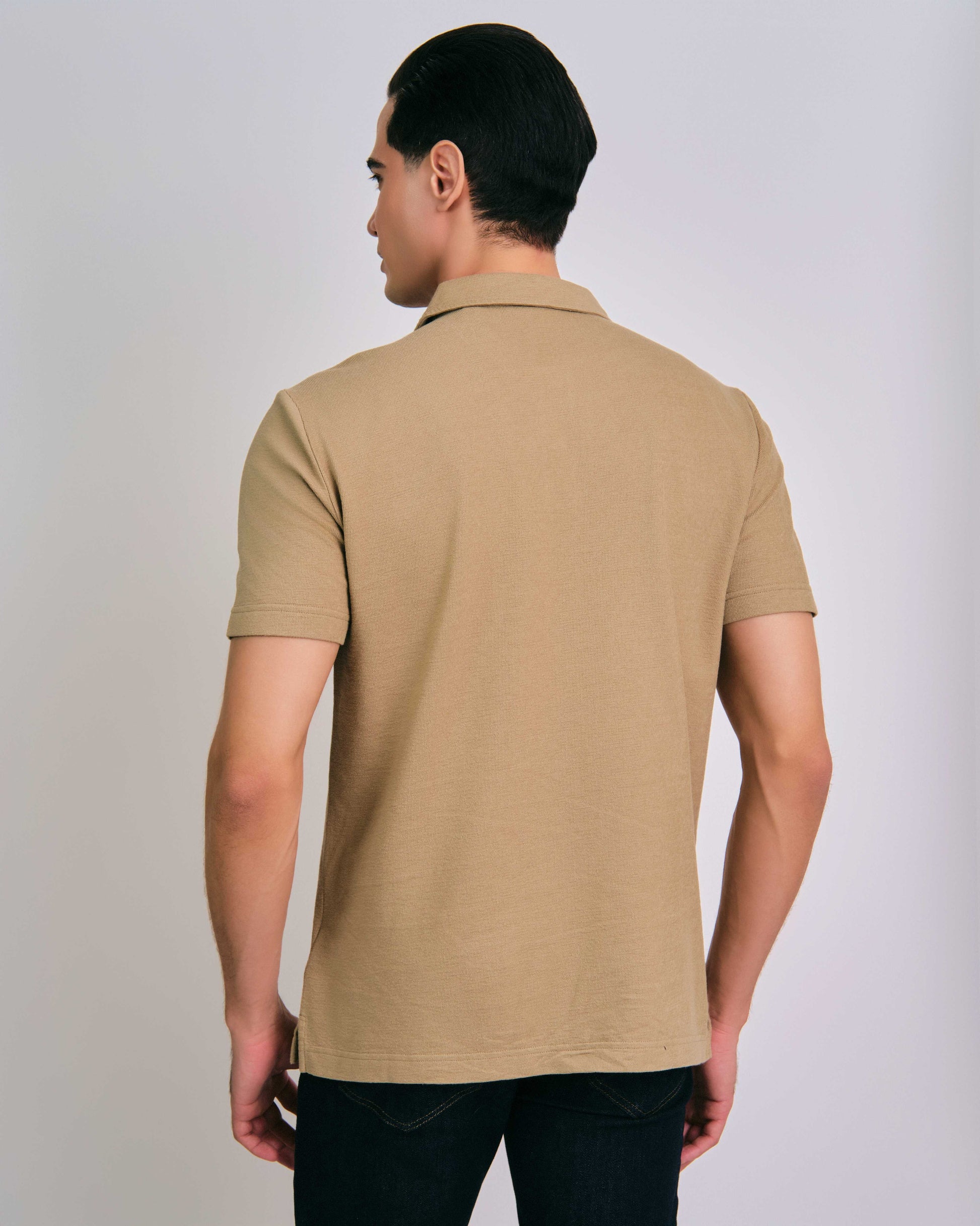 Textured Polo Dried Khaki / M