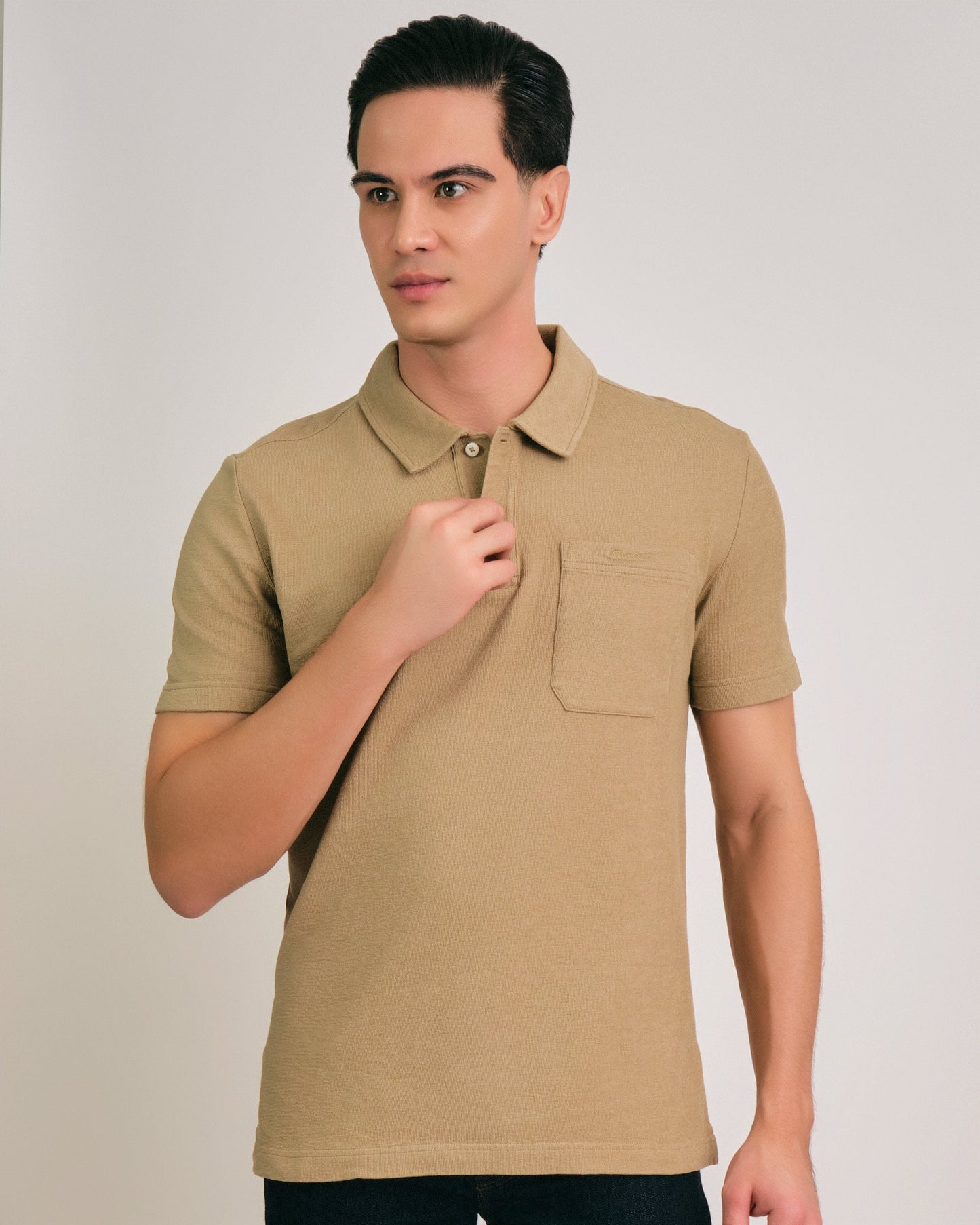 Textured Polo Dried Khaki / M