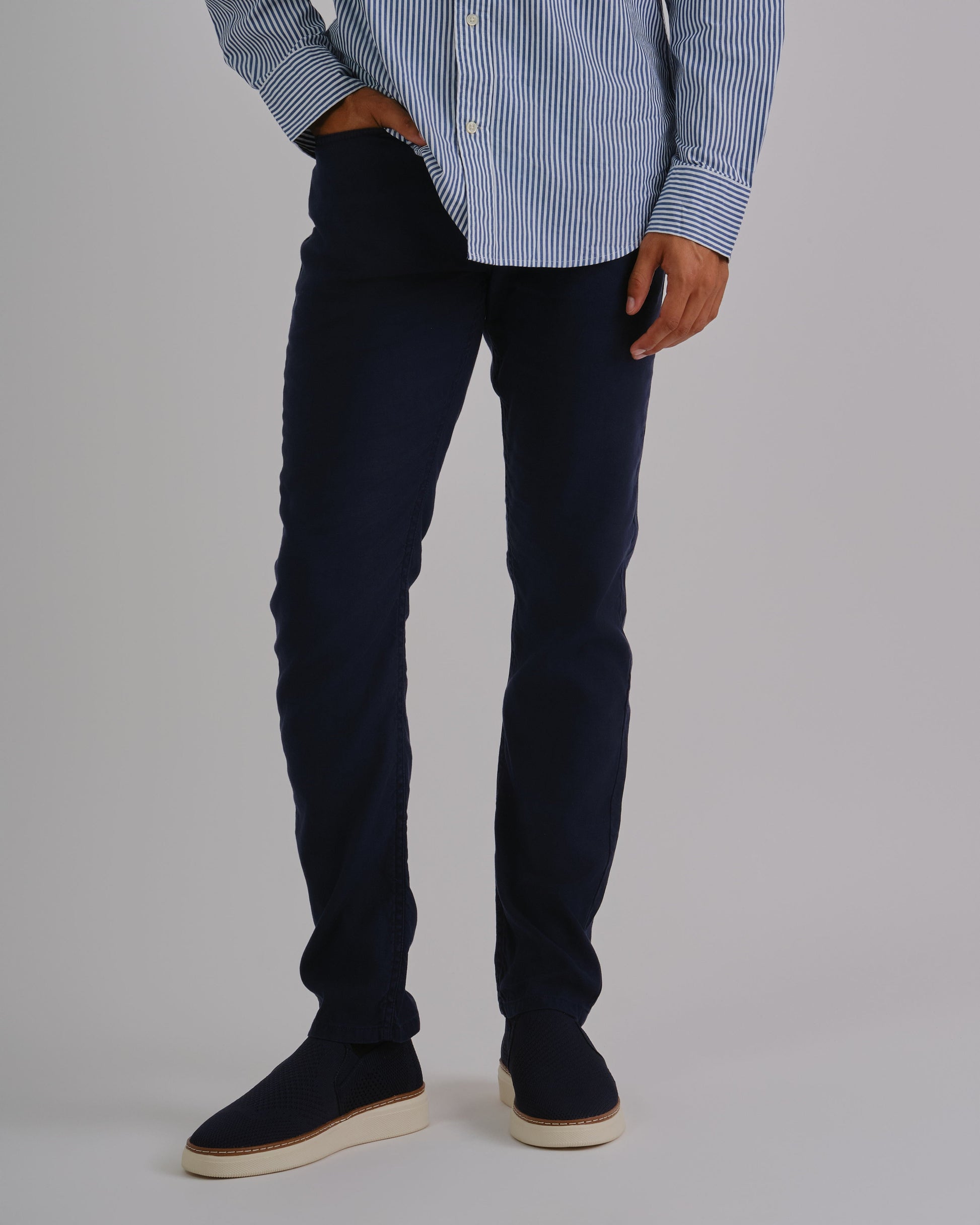 Slim Fit Cotton Linen Jeans Marine / 31X32