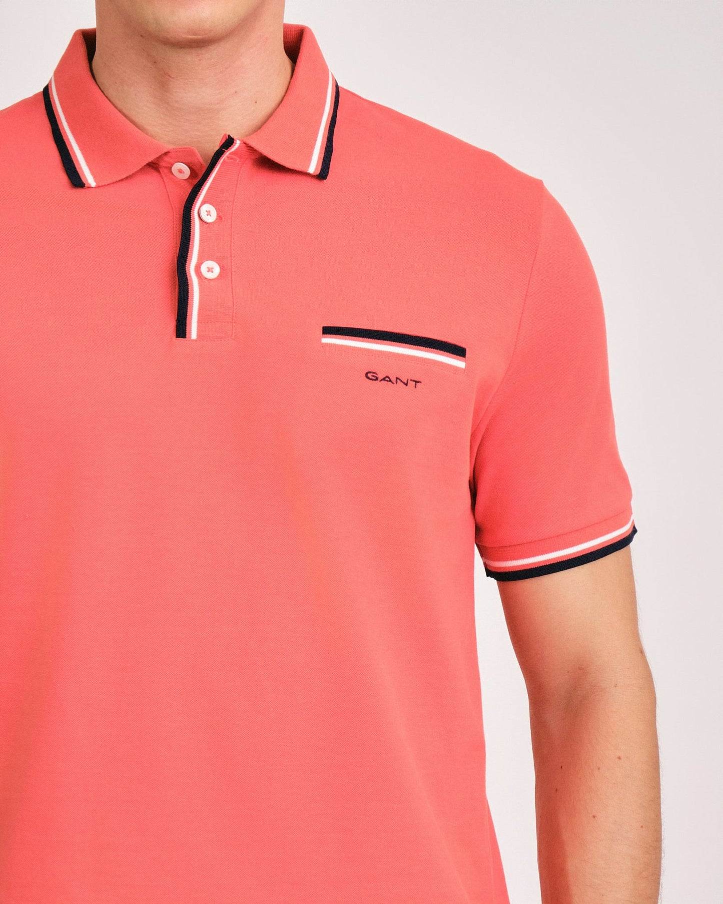 2-Col Tipping Pique Polo Sunset Pink / M