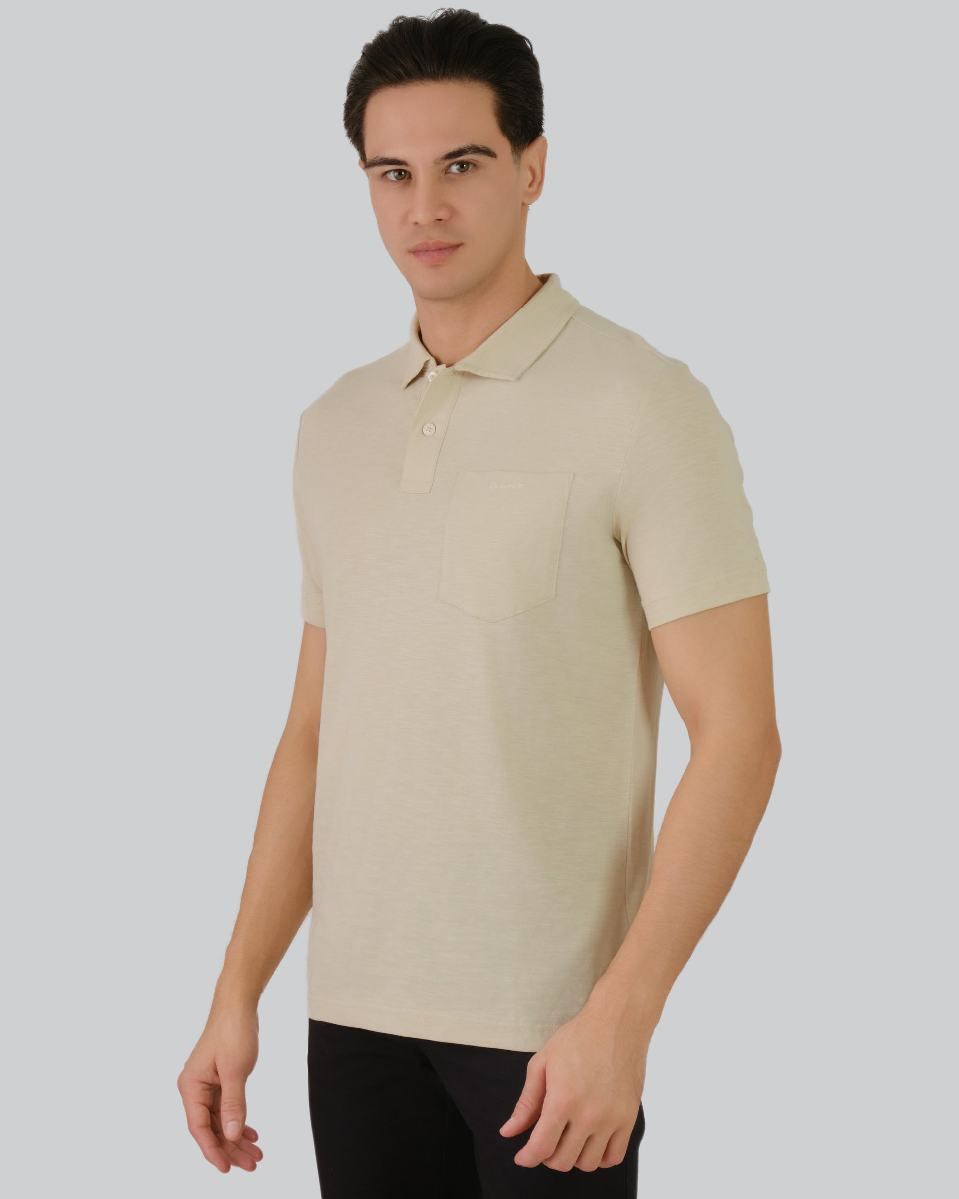 Slub Texture Polo Silky Beige / M