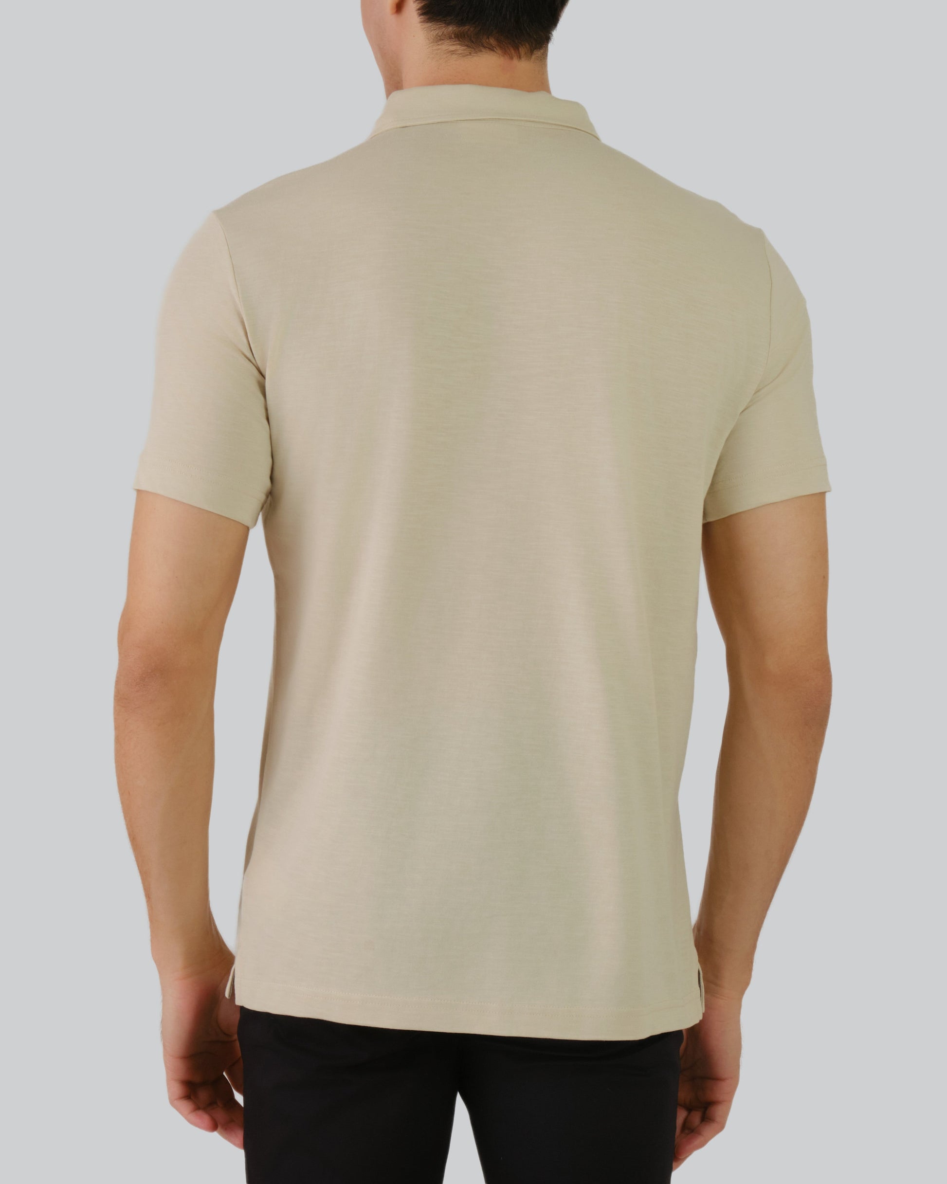 Slub Texture Polo Silky Beige / M