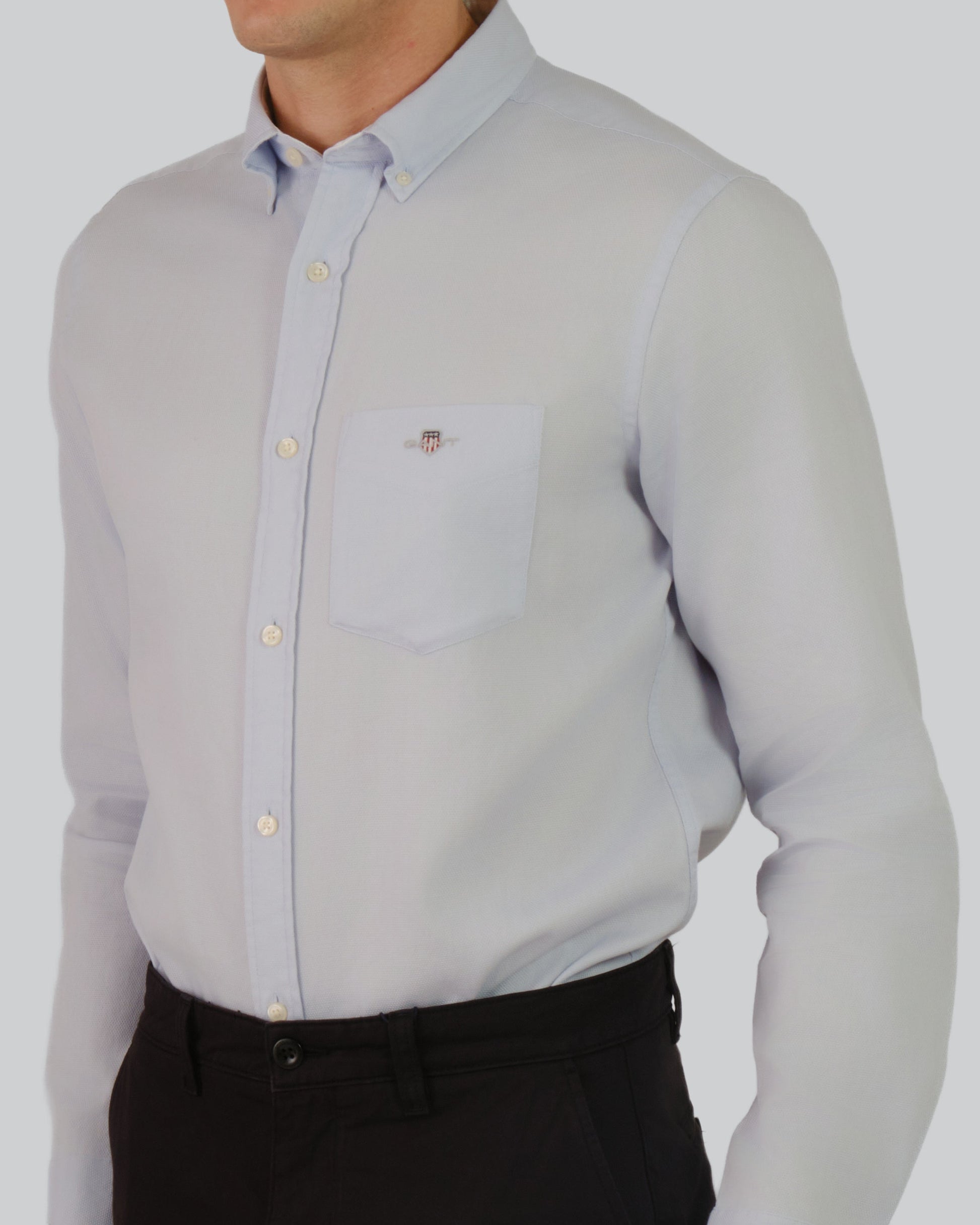 Regular Fit Honeycomb Texture Shirt Light Blue / M