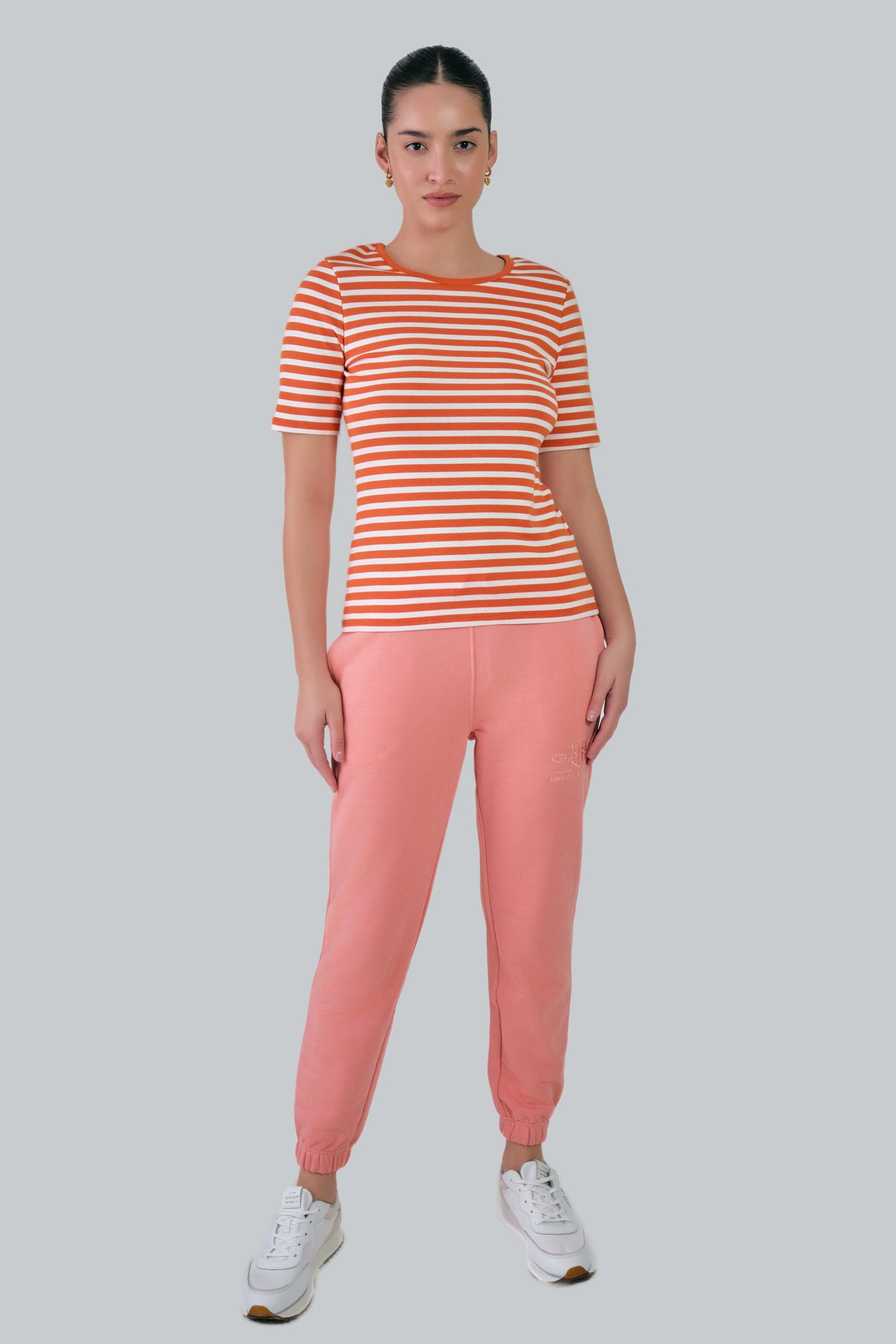 Slim Striped 1X1 Ribbed T-Shirt Pumpkin Orange / M