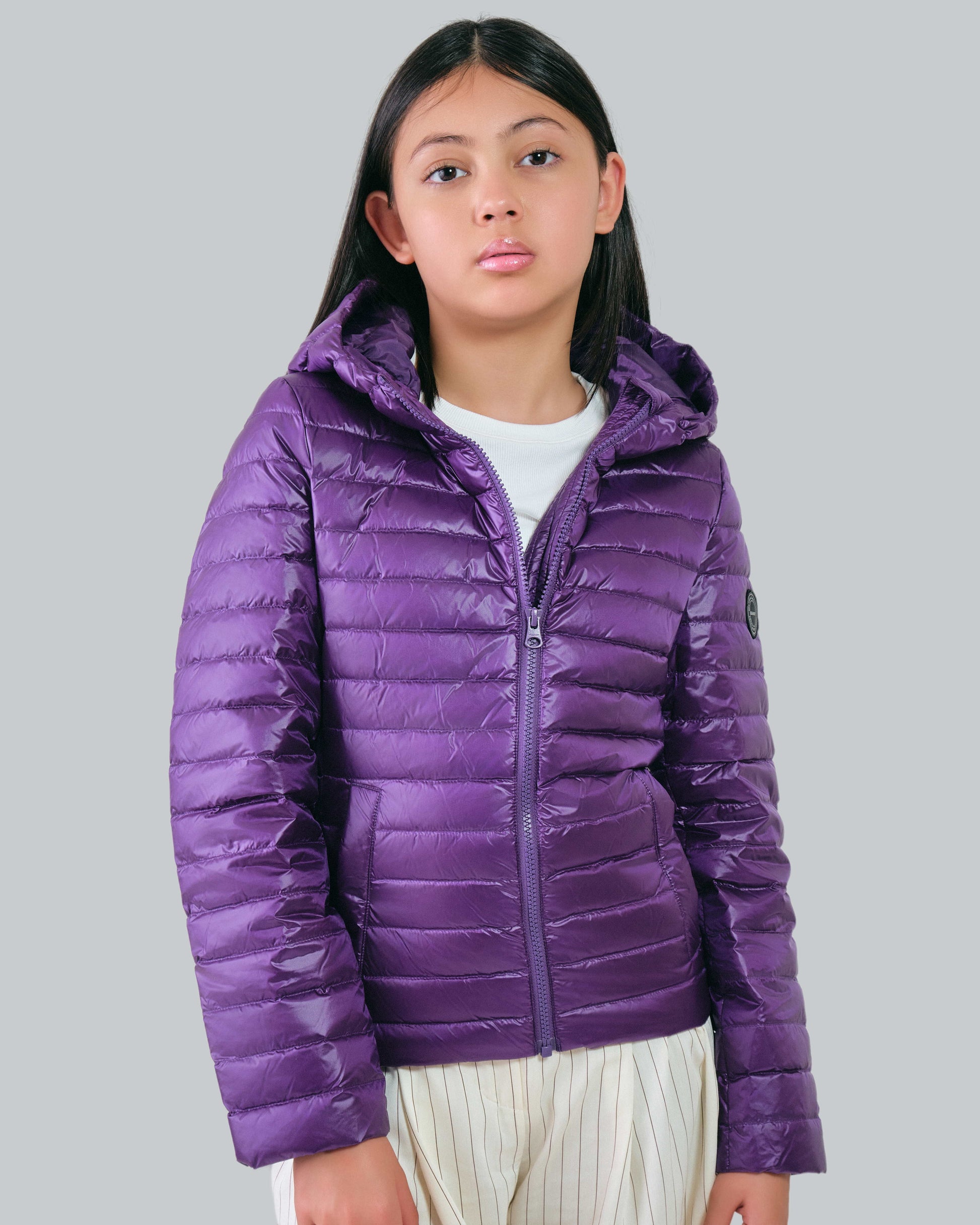 Teen Girls Shiny Lightweight Padded Down Jacket Pansy Purple / 146/152