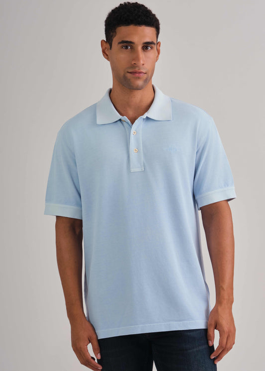 Spray-Dyed Piqué Polo Shirt Fresh Blue / M