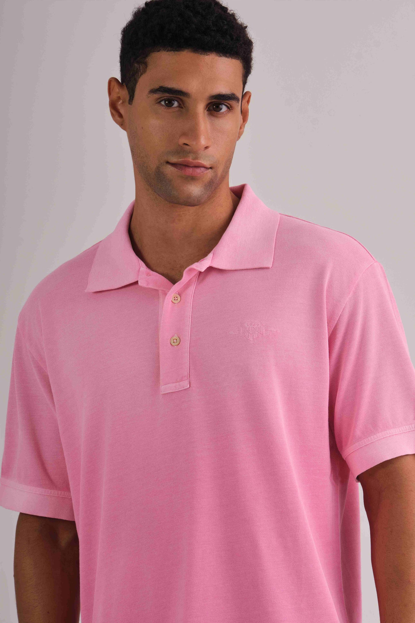 Spray-Dyed Piqué Polo Shirt Clear Pink / M