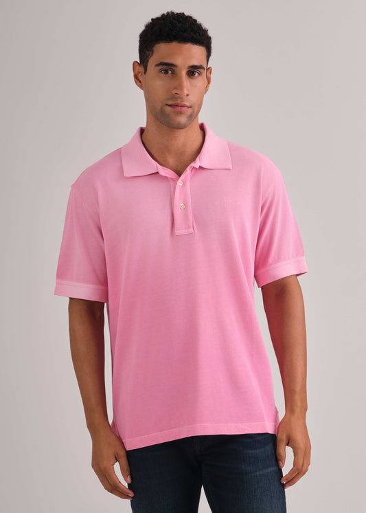 Spray-Dyed Piqué Polo Shirt Clear Pink / M