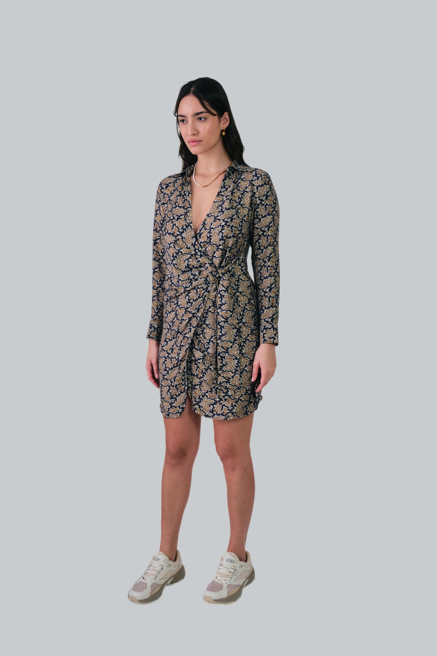 Paisley Wrap Shirt Dress Persian Blue / 32