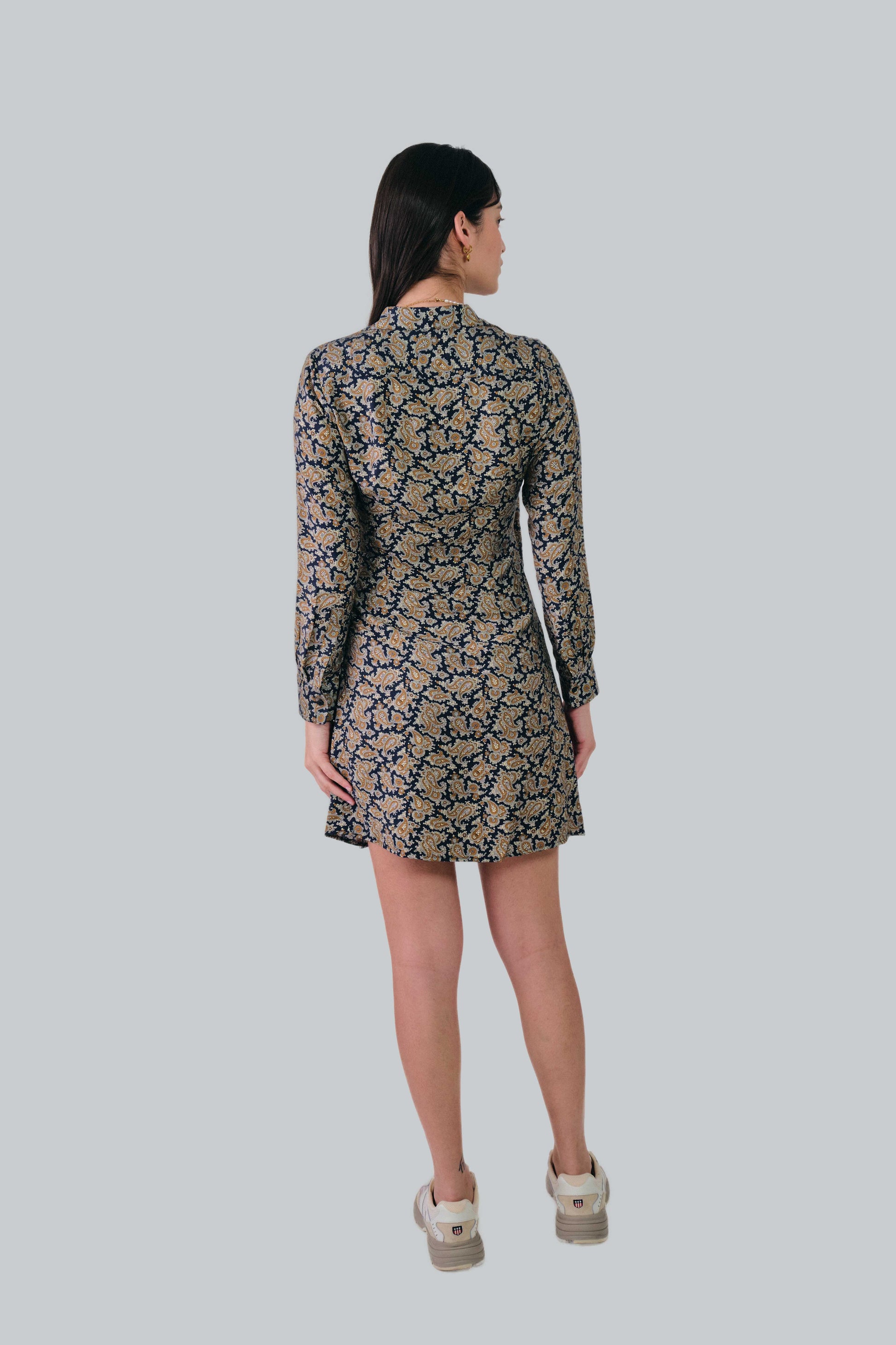 Paisley Wrap Shirt Dress Persian Blue / 32