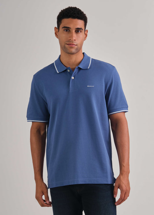 Tipping Short Sleeve Pique Polo Vintage Blue / M