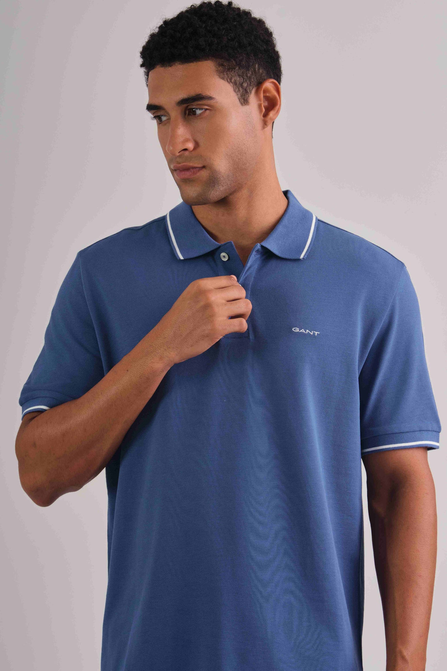 Tipping Short Sleeve Pique Polo Vintage Blue / M