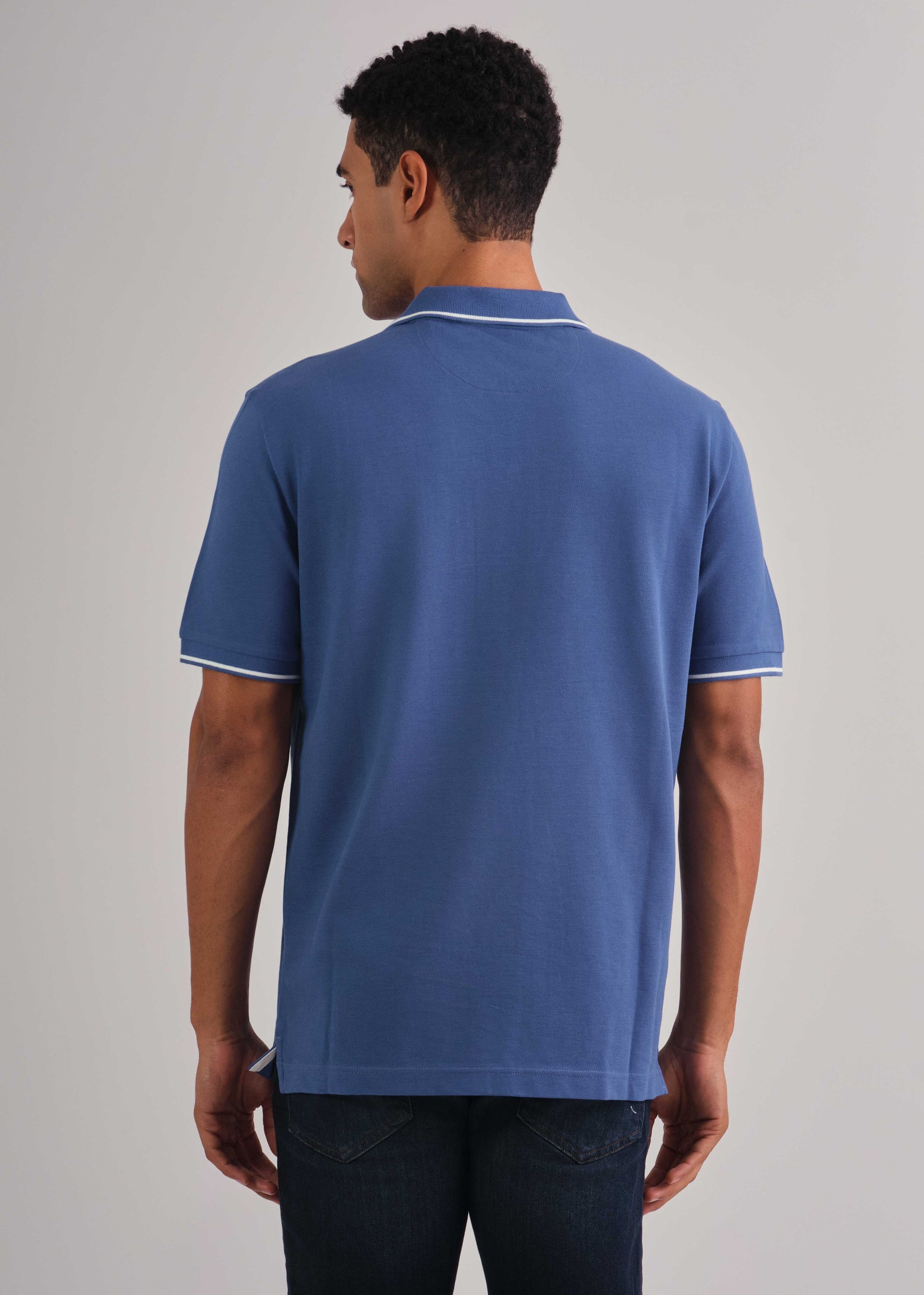 Tipping Short Sleeve Pique Polo Vintage Blue / M