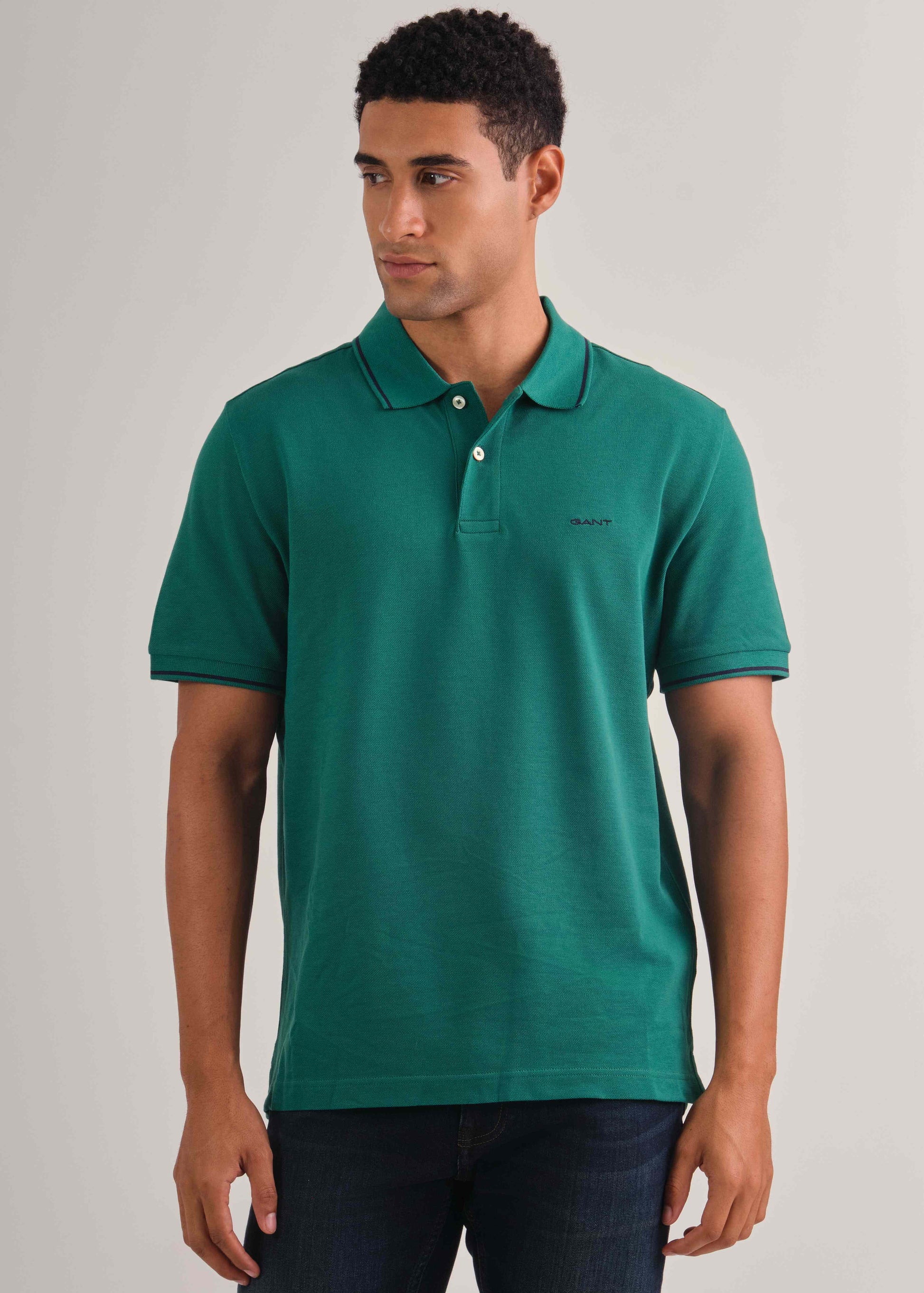 Tipping Short Sleeve Pique Polo Deep Forest Green / M