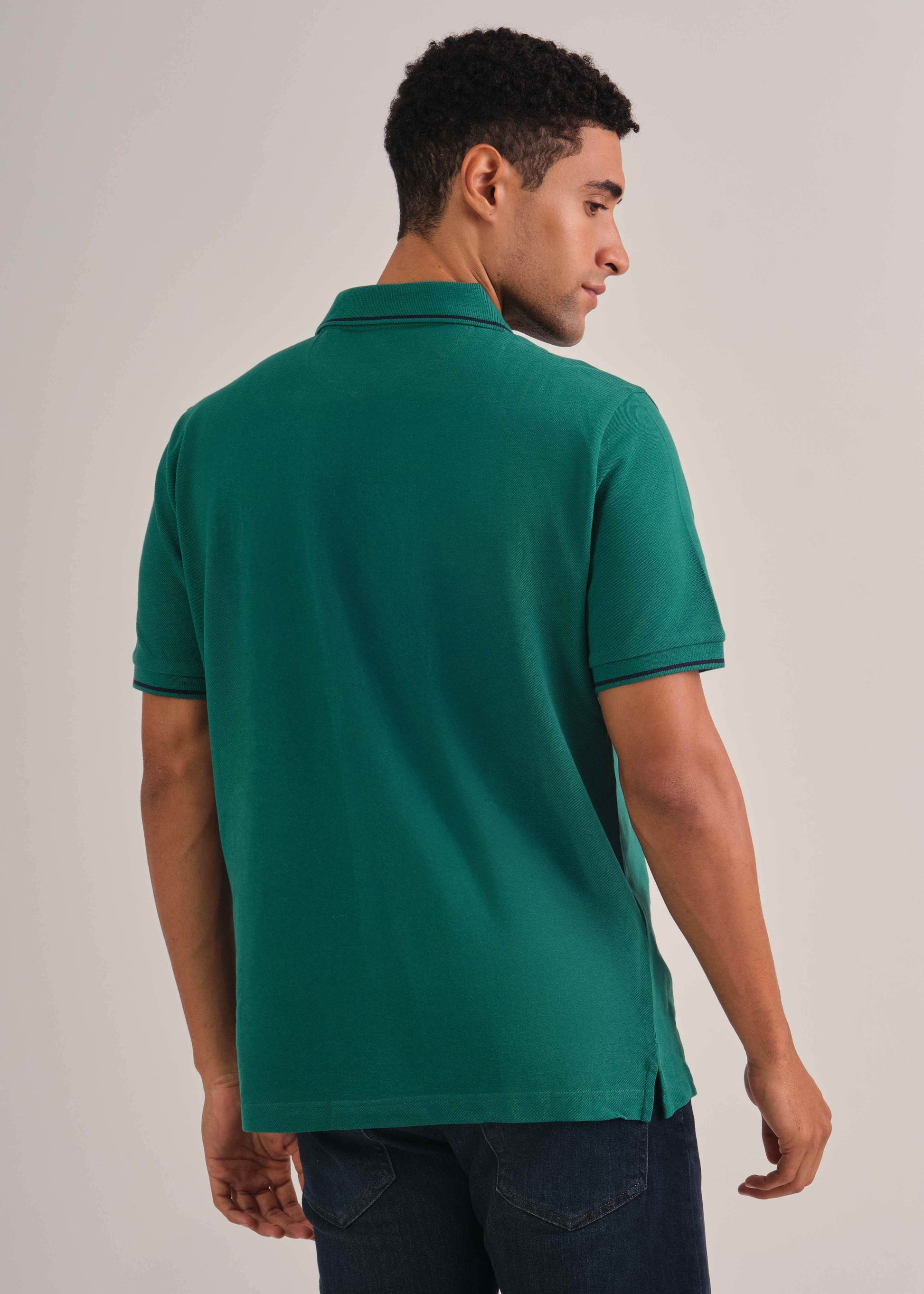 Tipping Short Sleeve Pique Polo Deep Forest Green / M