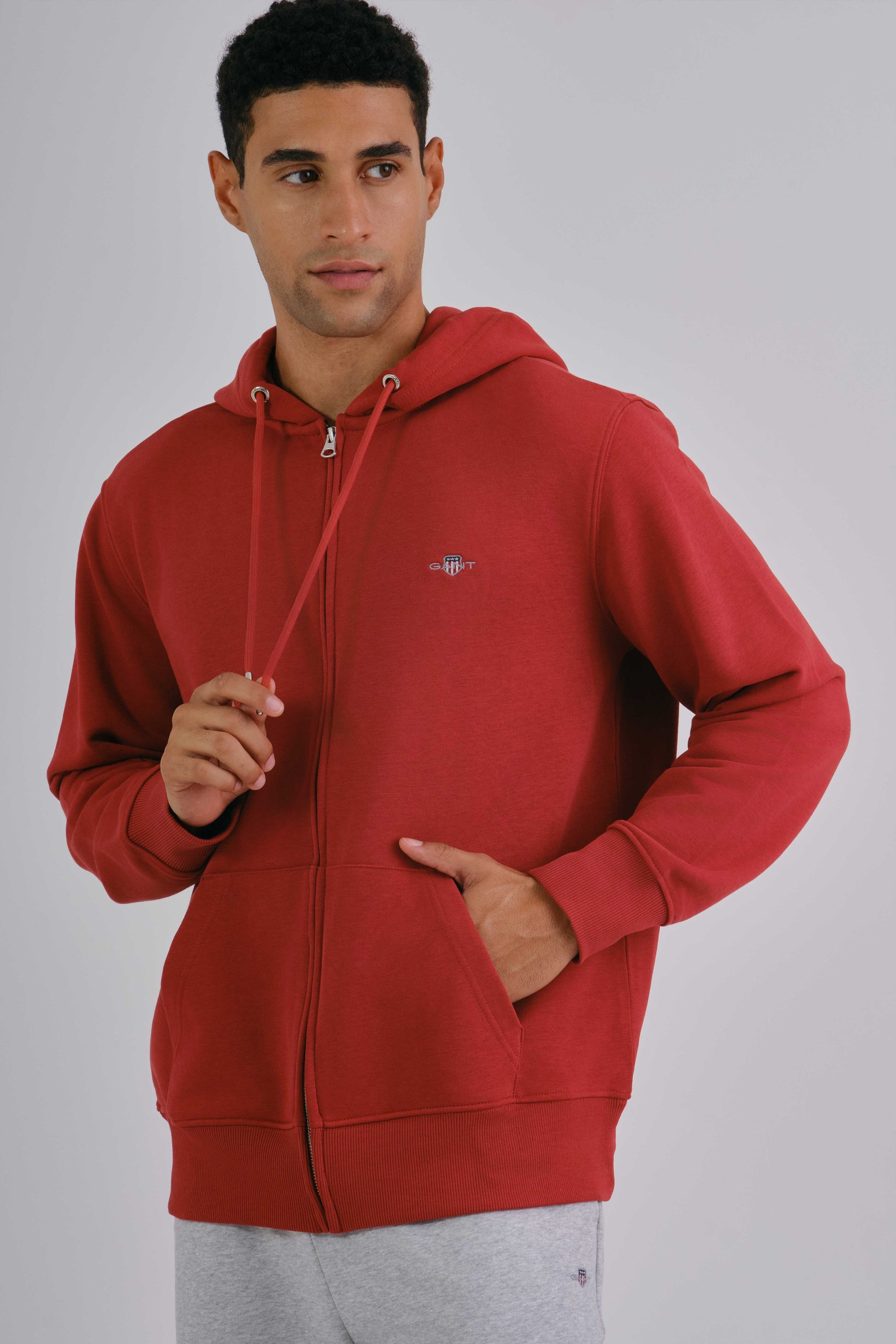 Regular Fit Shield Full Zip Hoodie Iron Red / M