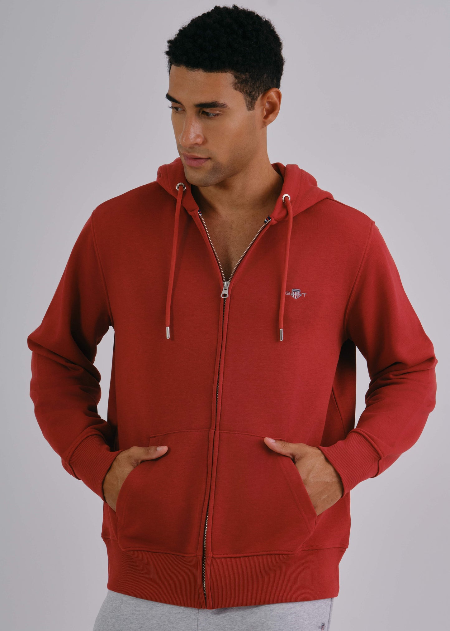 Regular Fit Shield Full Zip Hoodie Iron Red / M