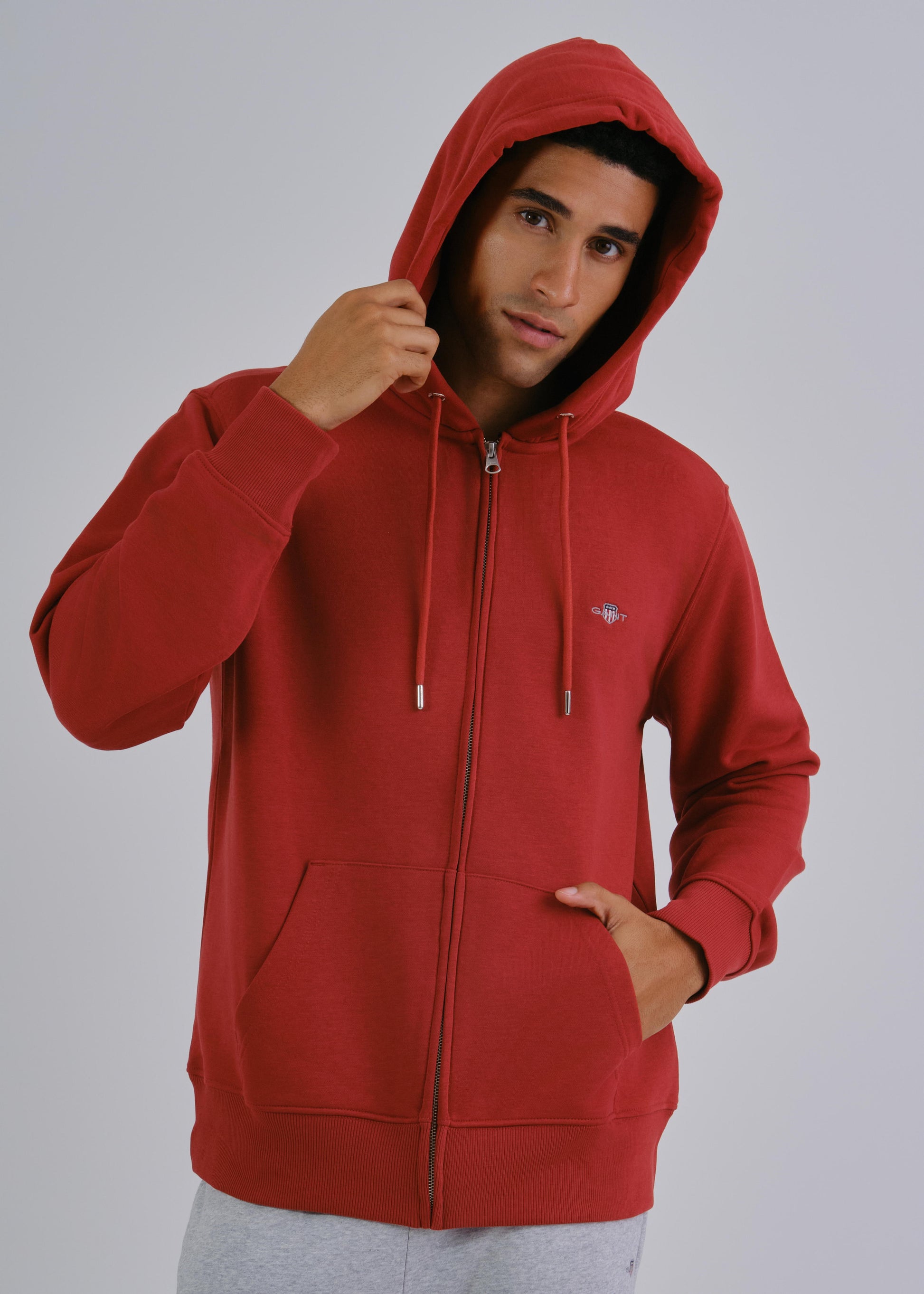 Regular Fit Shield Full Zip Hoodie Iron Red / M