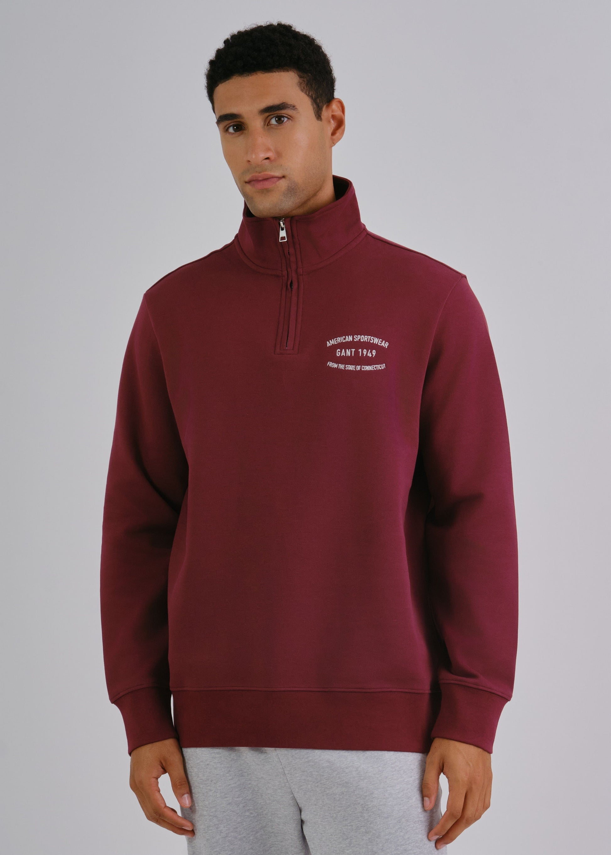 Small Graphic Sweat Half Zip Wine Red / M