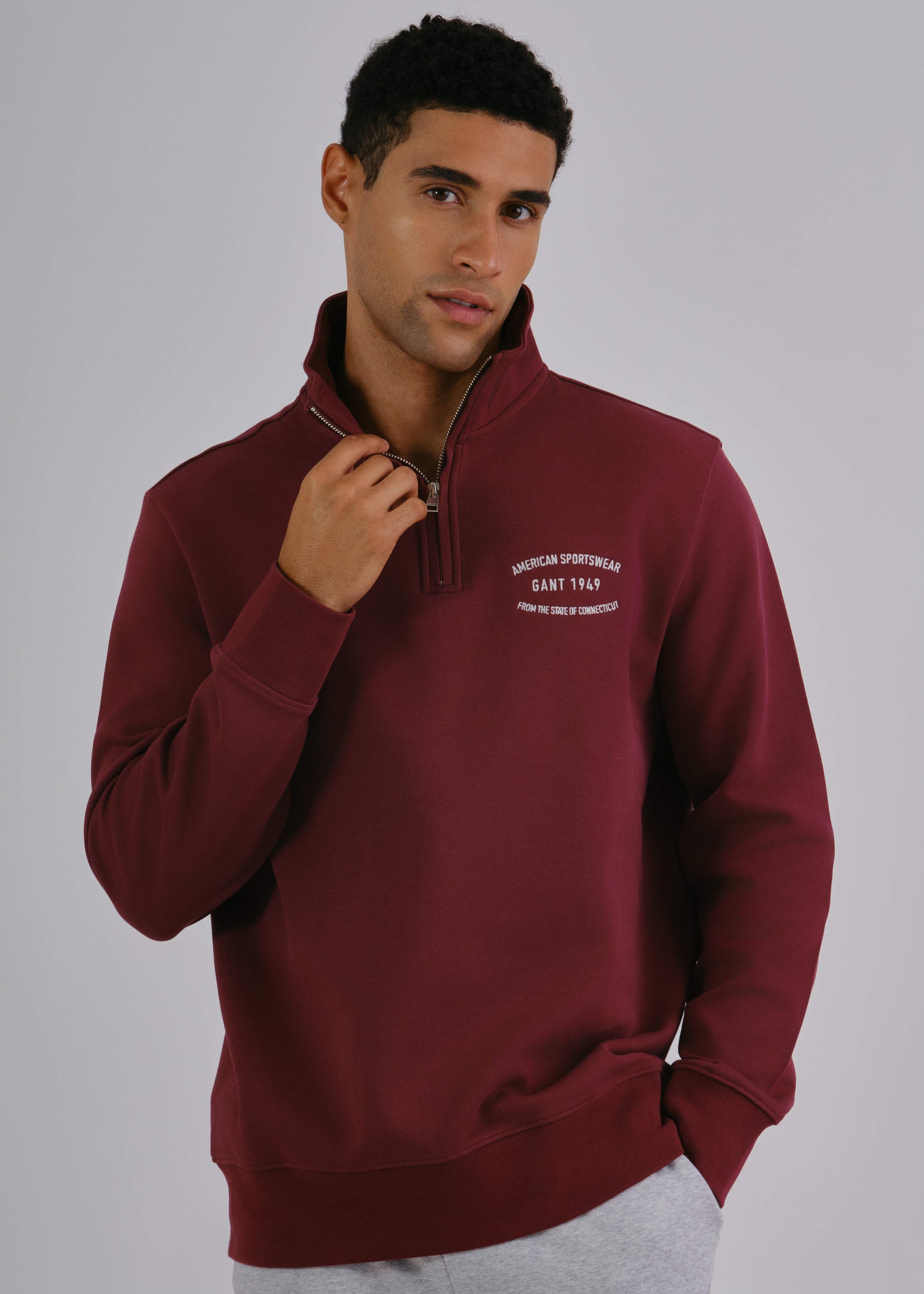 Small Graphic Sweat Half Zip Wine Red / M