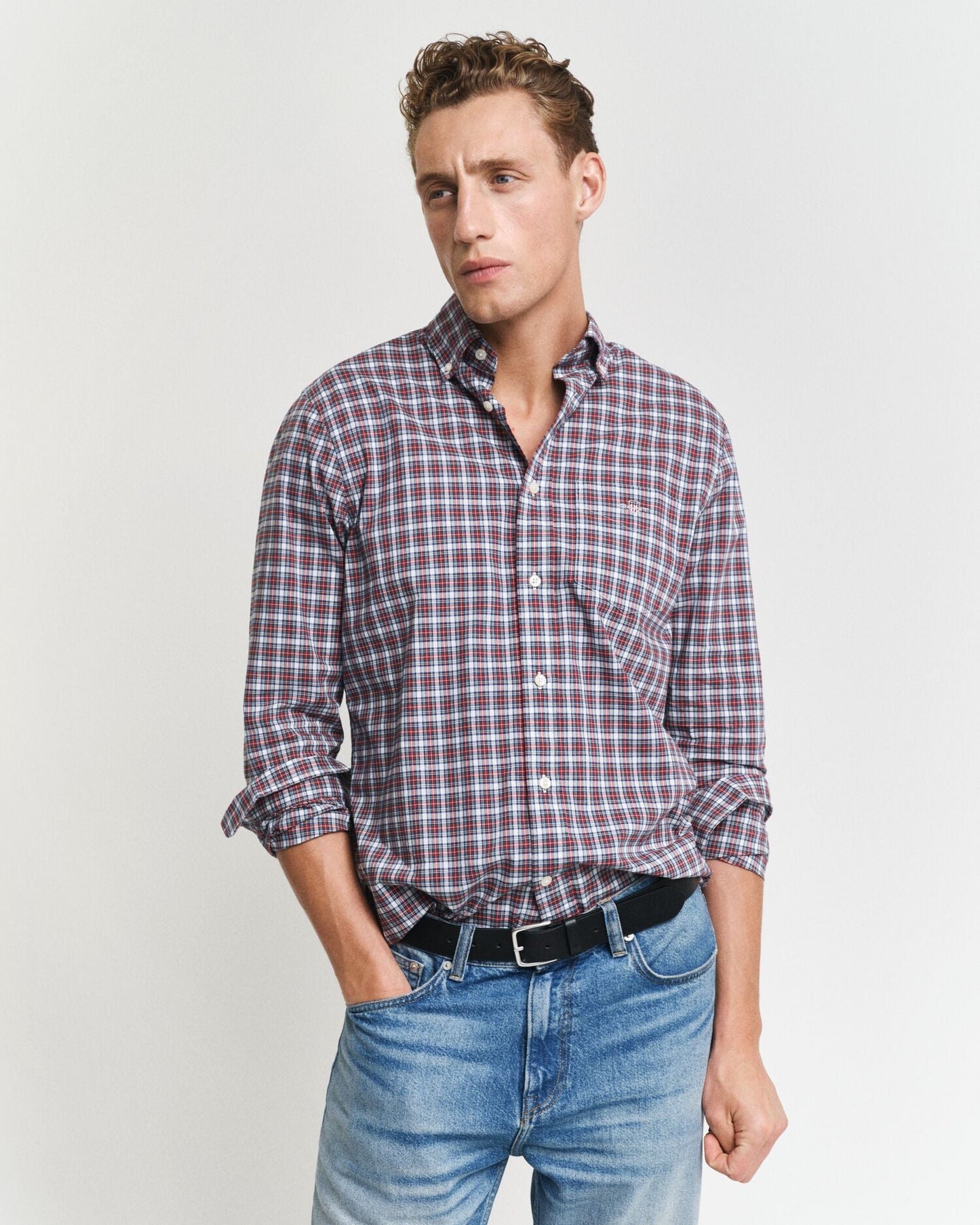 Reg Classic Poplin Tartan Shirt White / S