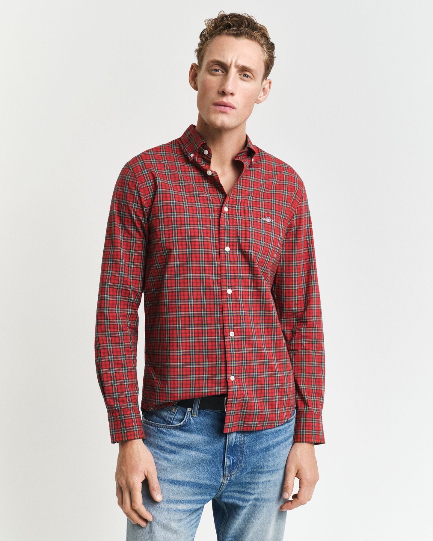 Reg Classic Poplin Tartan Shirt Red / S