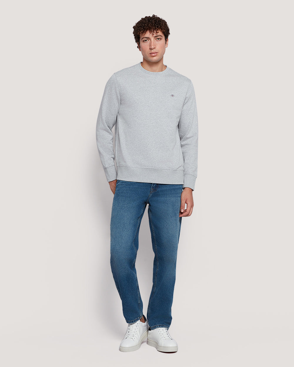 Men’S Shield Logo Cotton Crewneck Sweatshirt