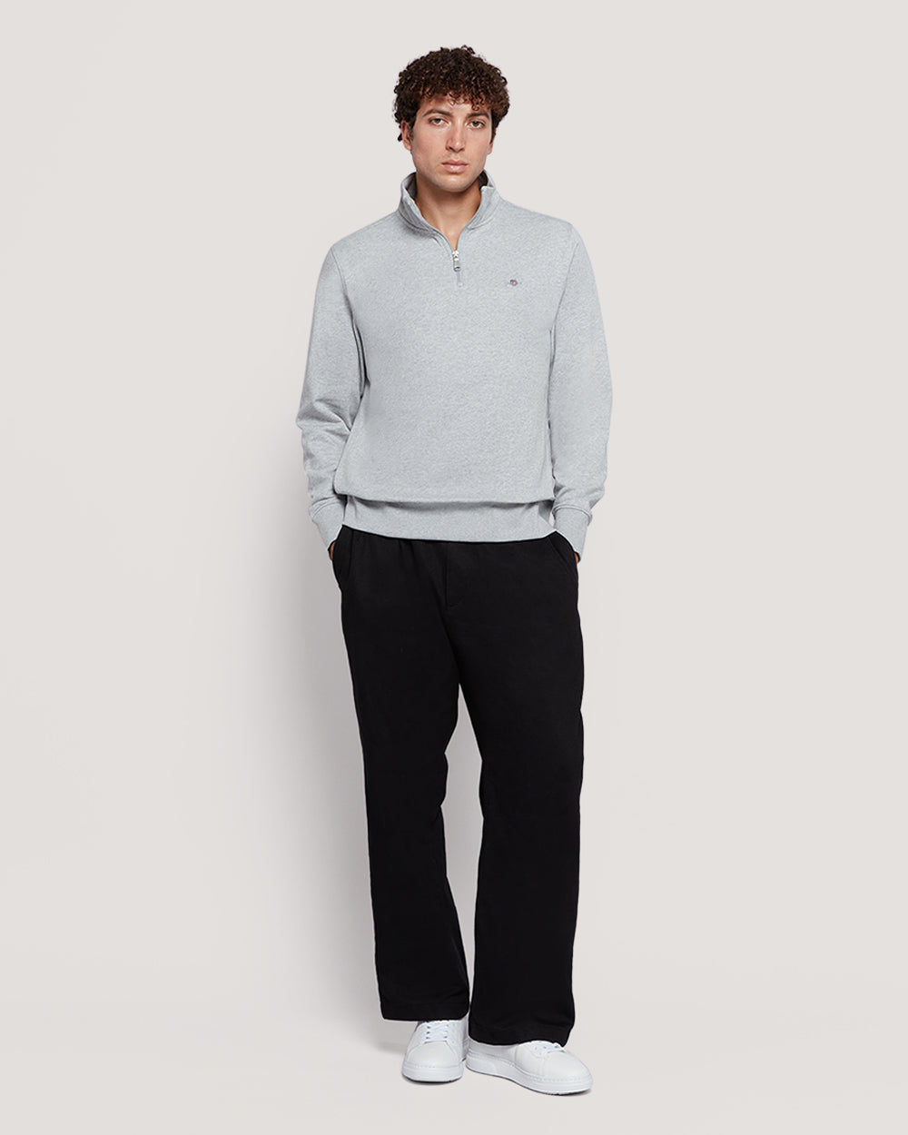 Men’S Shield Logo Half Zip Cotton Sweatshirt