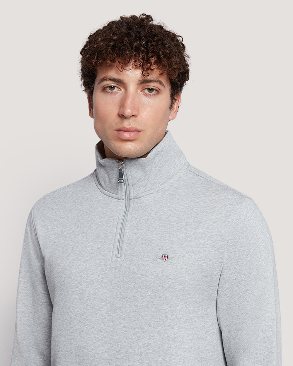 Men’S Shield Logo Half Zip Cotton Sweatshirt