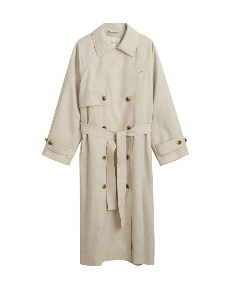 Linen Blend Trench Coat Soft Oat / M