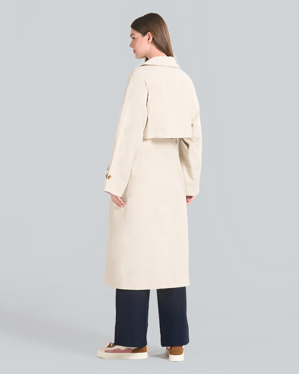 Linen Blend Trench Coat Soft Oat / M