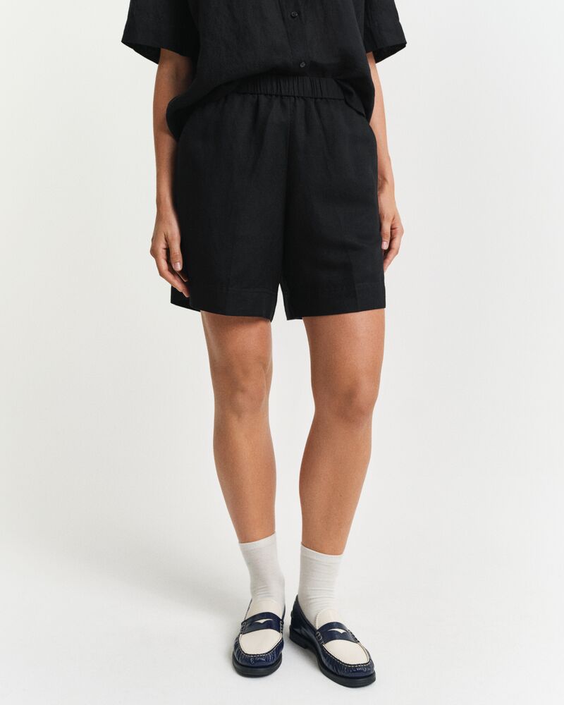 REL LINEN BLEND PULL ON SHORTS Black / 32
