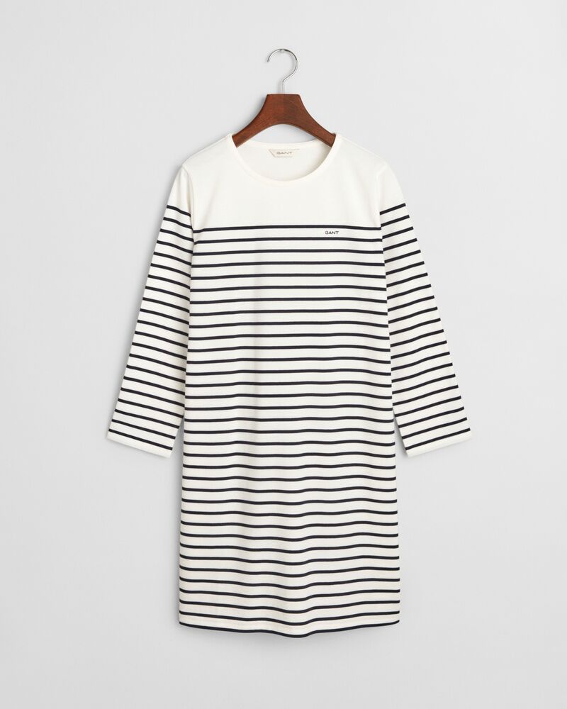Breton Crew Neck Dress White / S