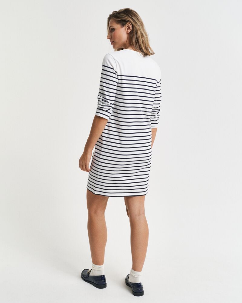 Breton Crew Neck Dress White / S