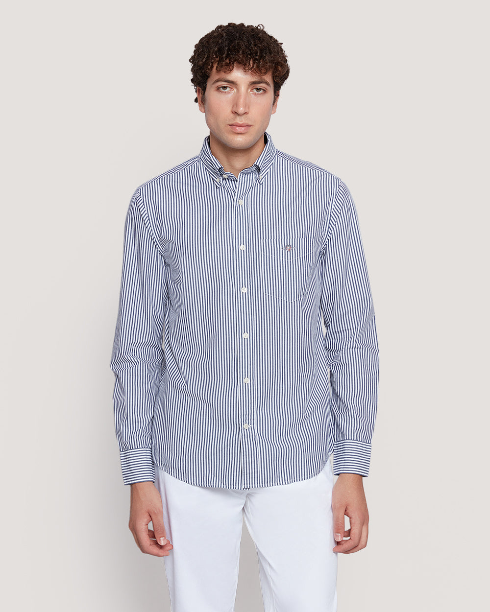 Men’S Regular Fit Poplin Banker Stripe Shirt
