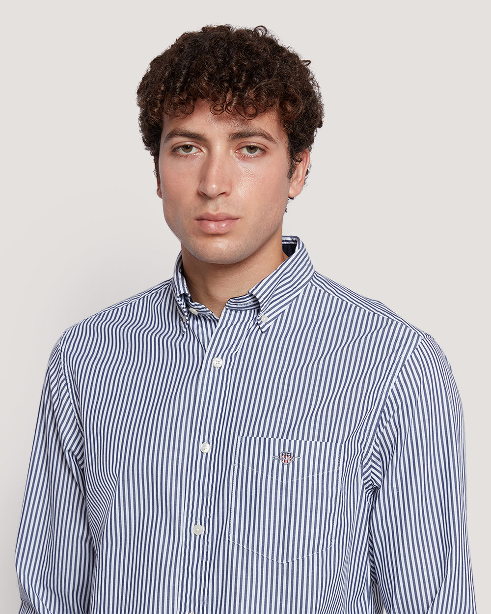 Men’S Regular Fit Poplin Banker Stripe Shirt