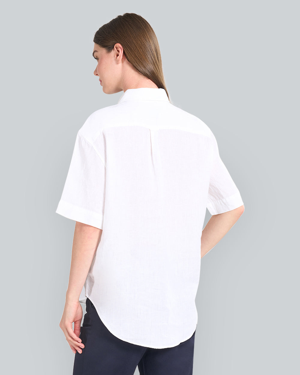 Relaxed Fit Linen Short Sleeve Shirt White / 34