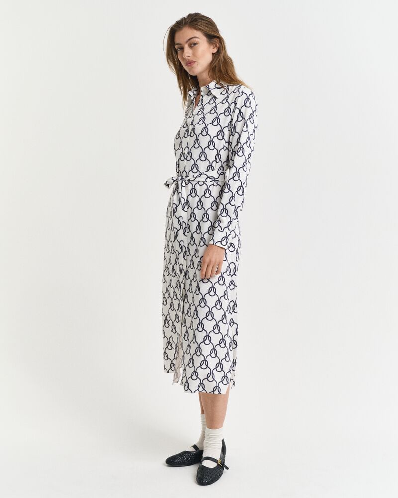Rope Print Shirt Dress Cream / 32