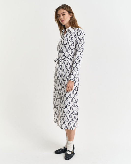 Rope Print Shirt Dress Cream / 32