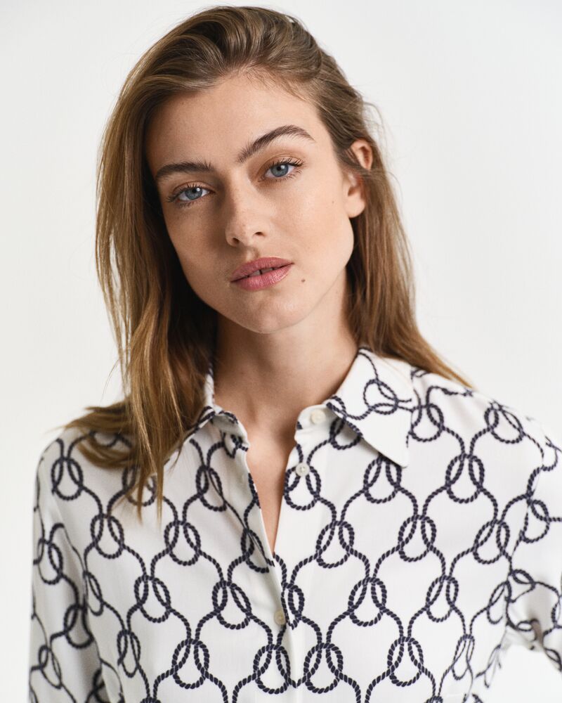 Rope Print Shirt Dress Cream / 32