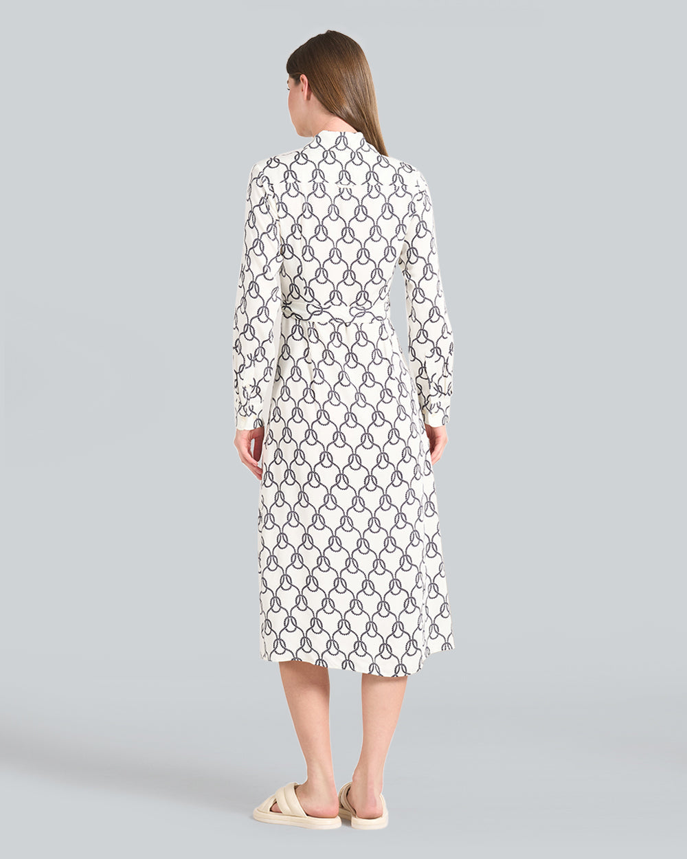 Rope Print Shirt Dress Cream / 32