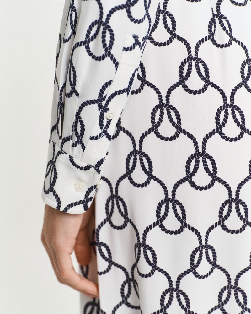 Rope Print Shirt Dress Cream / 32