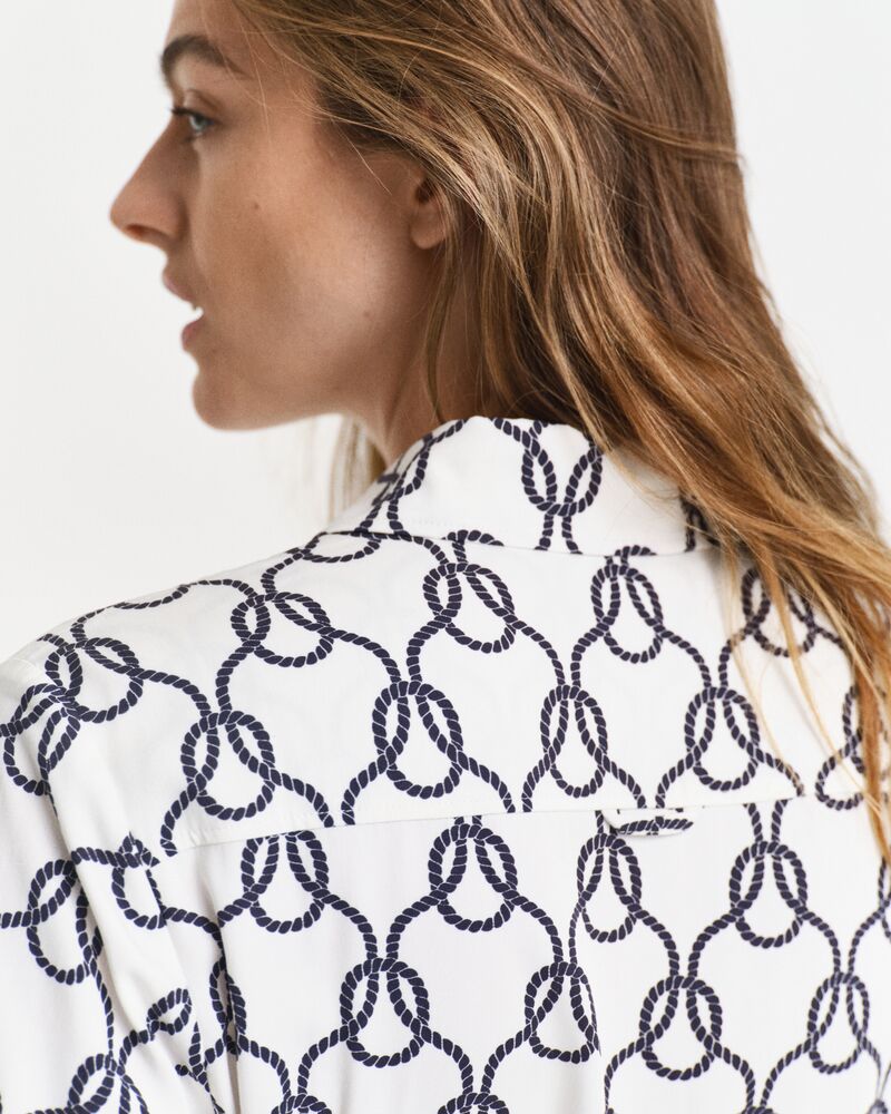 Rope Print Shirt Dress Cream / 32