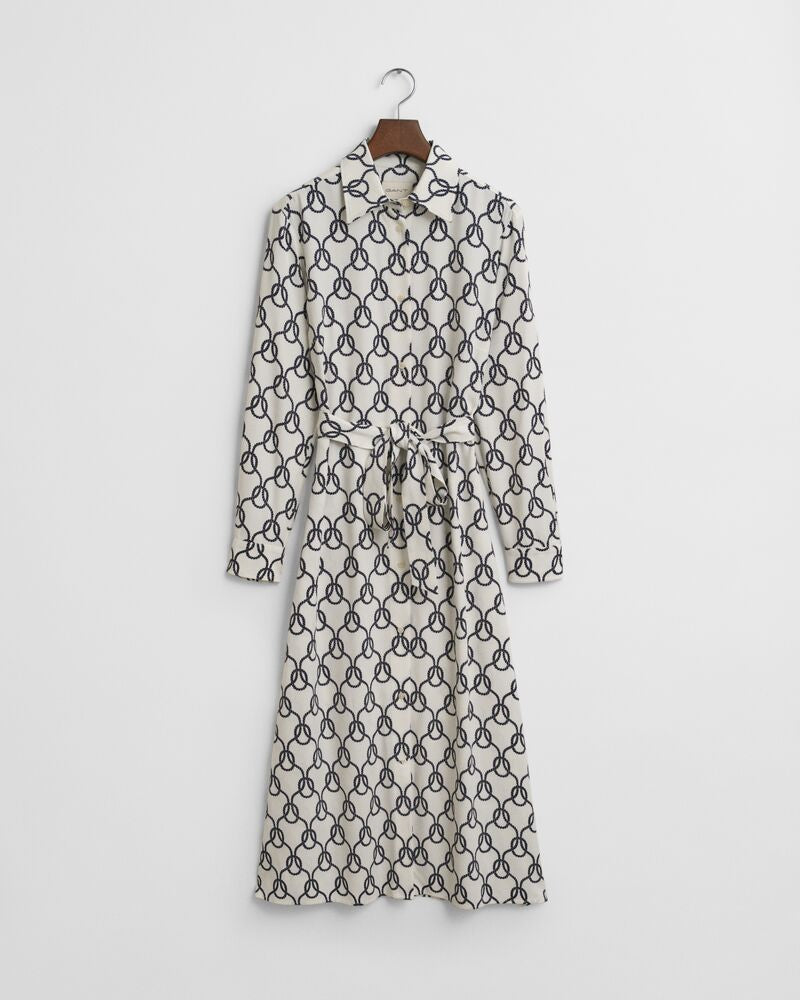 Rope Print Shirt Dress Cream / 32