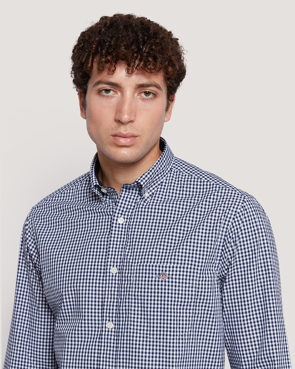 Gant Menâ€™S Regular Fit Gingham Check Poplin Cotton Shirt PERSIAN BLUE / M