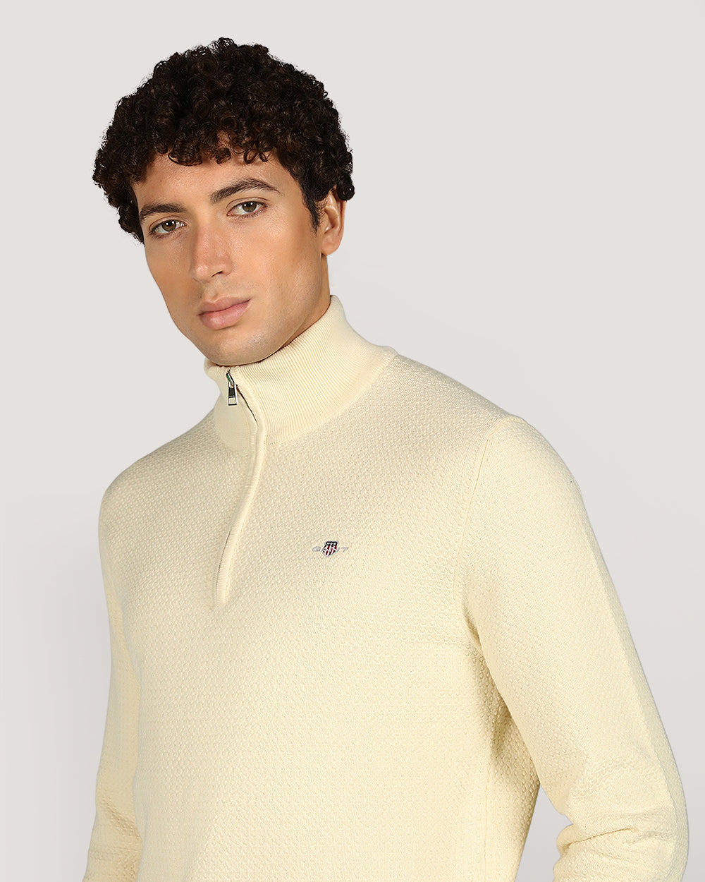 Gant Menswear Textured Cotton Half Zip Sweater